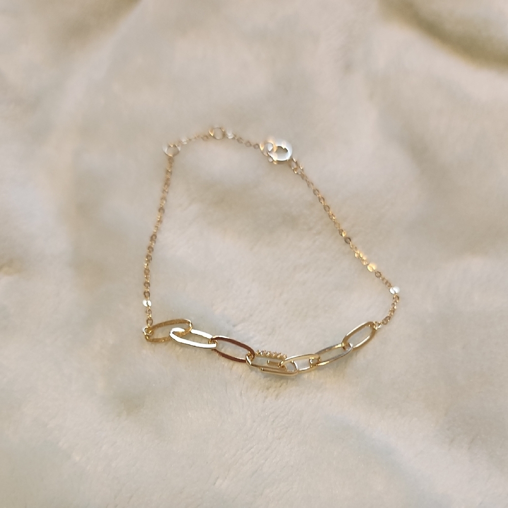 Adina Eden Gold Pave Safety Pin Paper Clip Bracelet